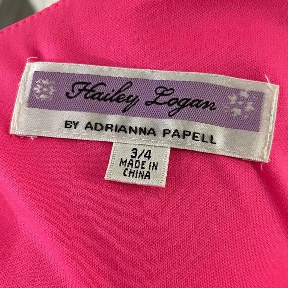 Hailey Logan By Adrianna Papell Hot Pink One Shoulder Long Gown Dress Size 3/4 - Picture 7 of 8